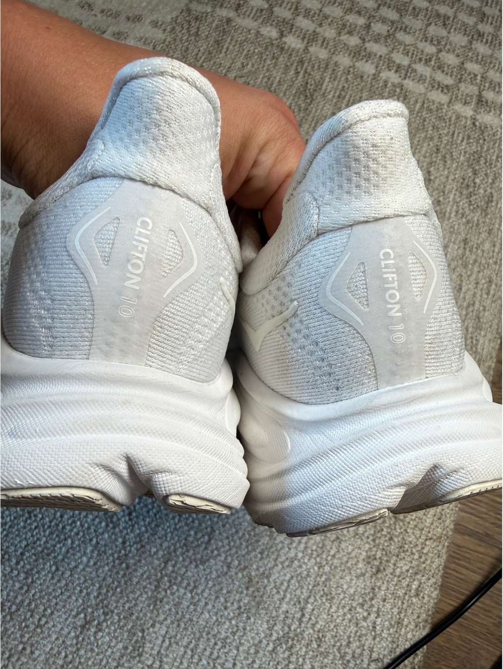 Hoka One Women's Clifton 10 White Sneakers - Picture 6 of 8